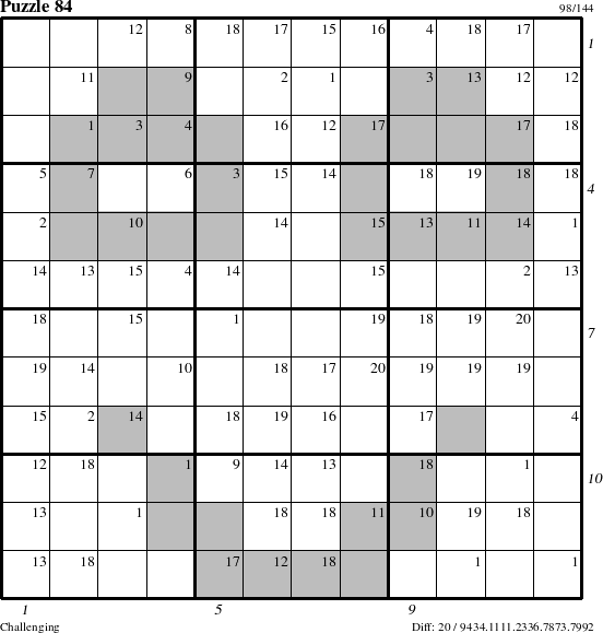 Step-by-Step Instructions for Puzzle 84 with all 20 steps marked