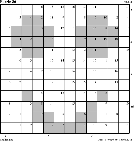 Step-by-Step Instructions for Puzzle 86 with all 16 steps marked