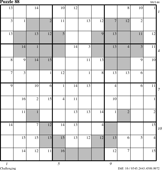 Step-by-Step Instructions for Puzzle 88 with all 16 steps marked