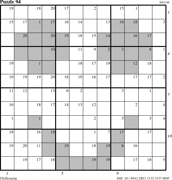 Step-by-Step Instructions for Puzzle 94 with all 20 steps marked