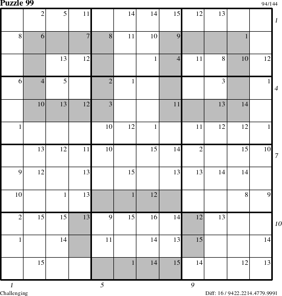 Step-by-Step Instructions for Puzzle 99 with all 16 steps marked