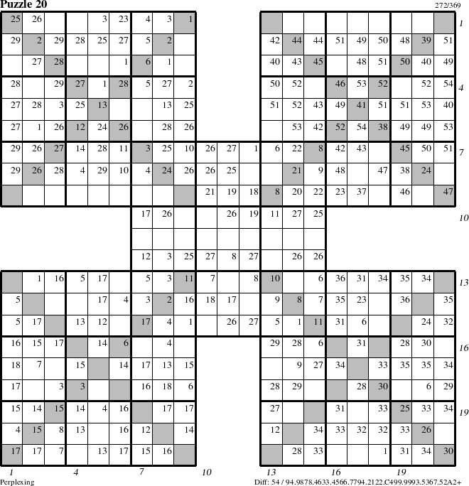 Step-by-Step Instructions for Puzzle 20 with all 54 steps marked