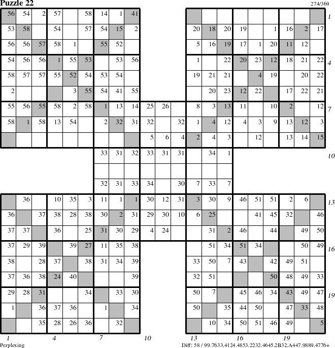 Step-by-Step Instructions for Puzzle 22 with all 58 steps marked