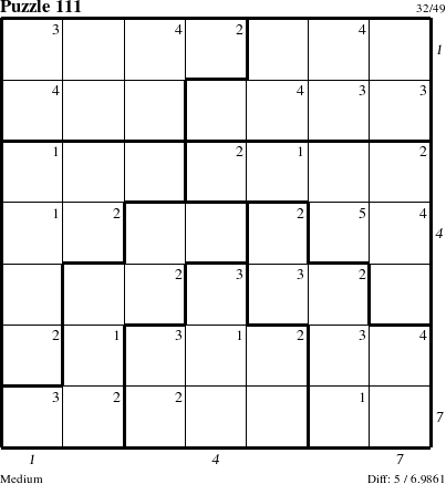 Step-by-Step Instructions for Puzzle 111 with all 5 steps marked