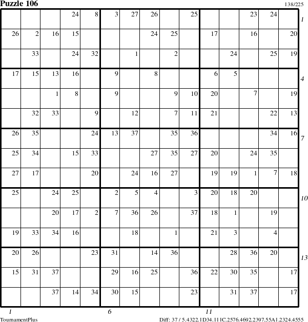 Step-by-Step Instructions for Puzzle 106 with all 37 steps marked