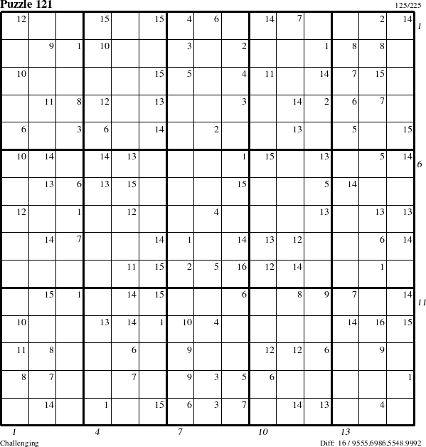 Step-by-Step Instructions for Puzzle 121 with all 16 steps marked