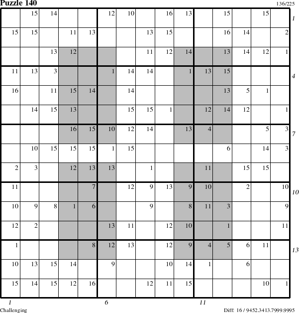 Step-by-Step Instructions for Puzzle 140 with all 16 steps marked