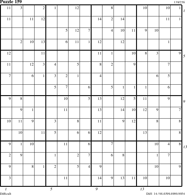 Step-by-Step Instructions for Puzzle 159 with all 14 steps marked