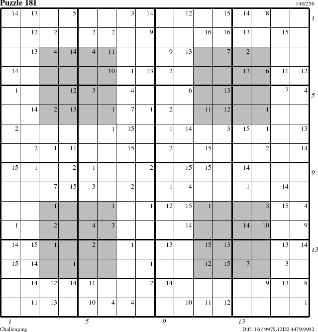 Step-by-Step Instructions for Puzzle 181 with all 16 steps marked