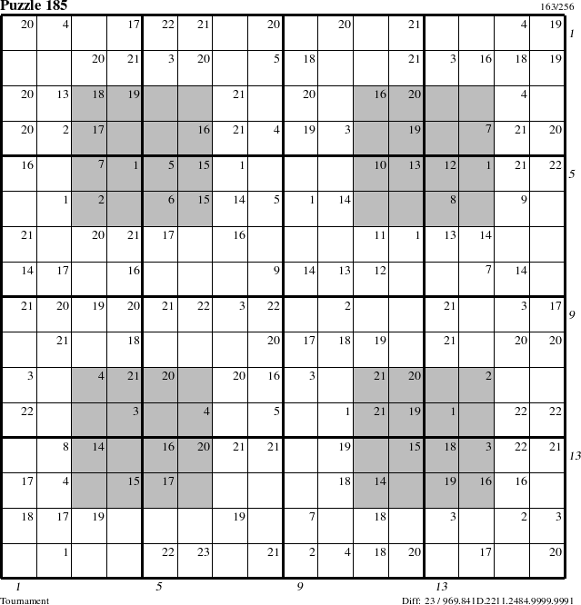 Step-by-Step Instructions for Puzzle 185 with all 23 steps marked