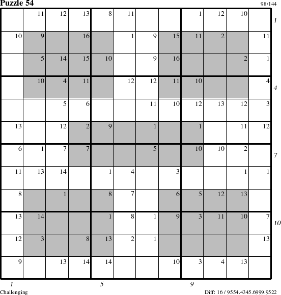 Step-by-Step Instructions for Puzzle 54 with all 16 steps marked