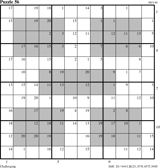 Step-by-Step Instructions for Puzzle 56 with all 20 steps marked