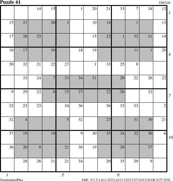 Step-by-Step Instructions for Puzzle 61 with all 37 steps marked