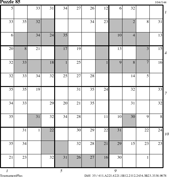 Step-by-Step Instructions for Puzzle 85 with all 35 steps marked