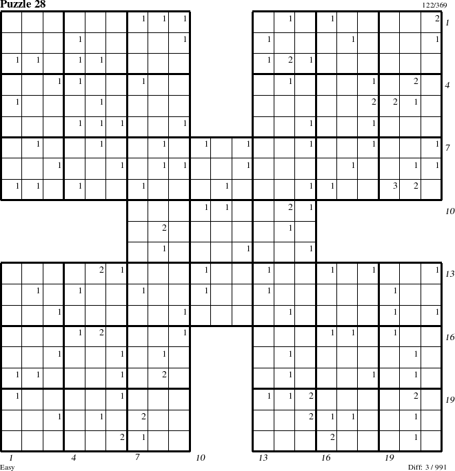 Step-by-Step Instructions for Puzzle 28 with all 3 steps marked