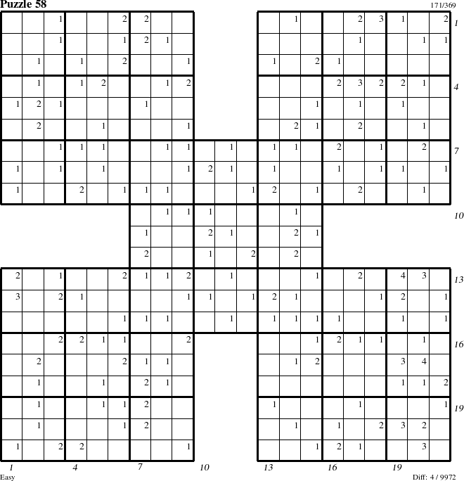 Step-by-Step Instructions for Puzzle 58 with all 4 steps marked