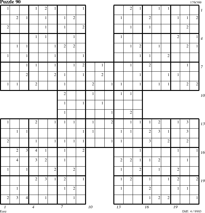 Step-by-Step Instructions for Puzzle 90 with all 4 steps marked