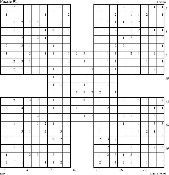 Step-by-Step Instructions for Puzzle 91 with all 4 steps marked