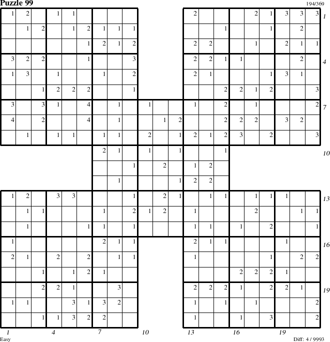 Step-by-Step Instructions for Puzzle 99 with all 4 steps marked