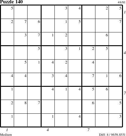 Step-by-Step Instructions for Puzzle 140 with all 8 steps marked