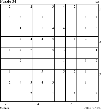 Step-by-Step Instructions for Puzzle 34 with all 5 steps marked