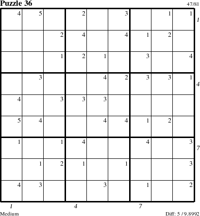 Step-by-Step Instructions for Puzzle 36 with all 5 steps marked