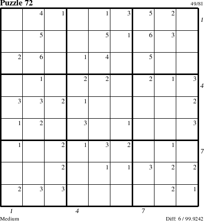 Step-by-Step Instructions for Puzzle 72 with all 6 steps marked