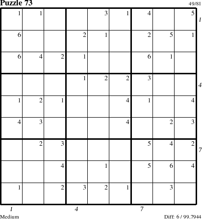 Step-by-Step Instructions for Puzzle 73 with all 6 steps marked