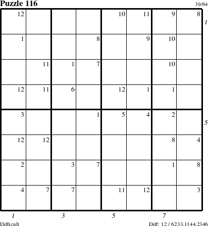 Step-by-Step Instructions for Puzzle 116 with all 12 steps marked