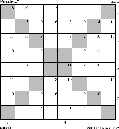 Step-by-Step Instructions for Puzzle 47 with all 11 steps marked