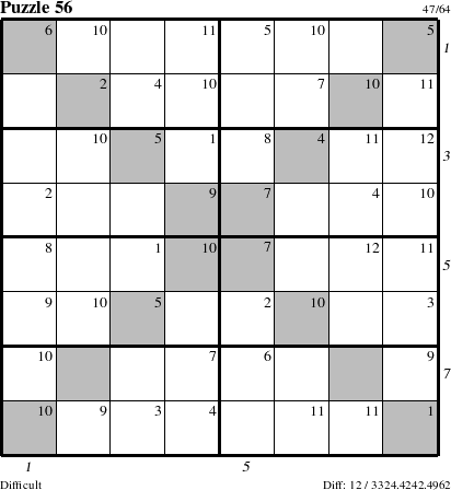 Step-by-Step Instructions for Puzzle 56 with all 12 steps marked