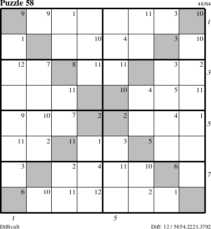 Step-by-Step Instructions for Puzzle 58 with all 12 steps marked