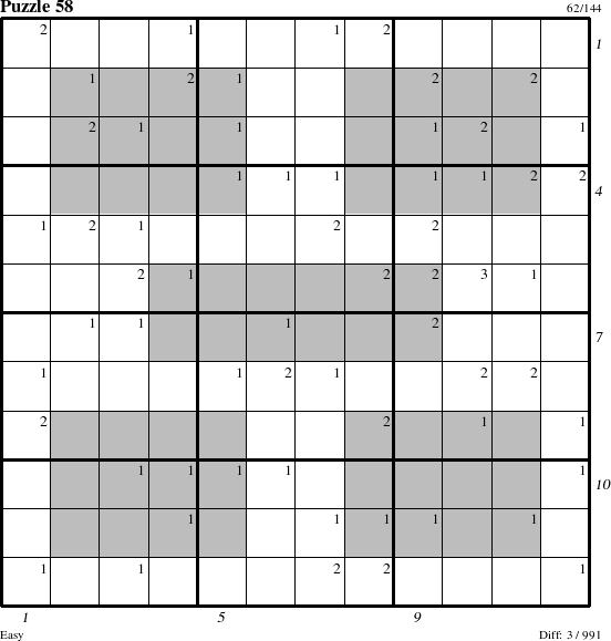 Step-by-Step Instructions for Puzzle 58 with all 3 steps marked