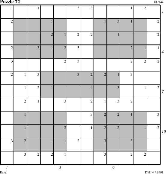 Step-by-Step Instructions for Puzzle 72 with all 4 steps marked