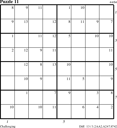 Step-by-Step Instructions for Puzzle 11 with all 13 steps marked