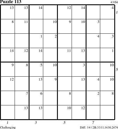 Step-by-Step Instructions for Puzzle 113 with all 14 steps marked