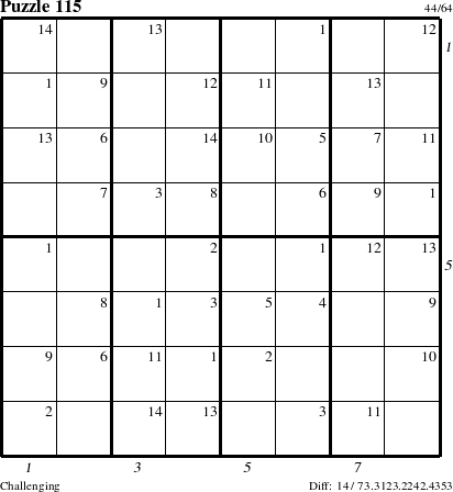 Step-by-Step Instructions for Puzzle 115 with all 14 steps marked