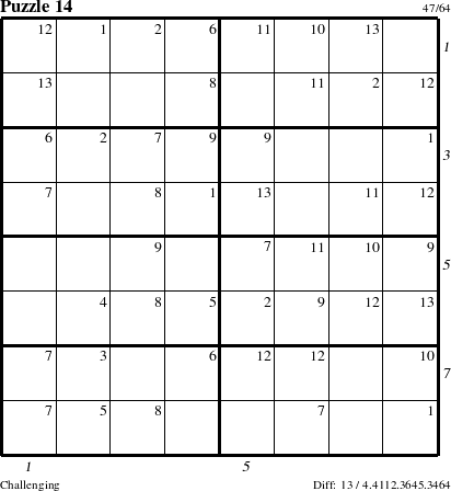 Step-by-Step Instructions for Puzzle 14 with all 13 steps marked