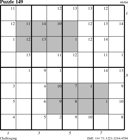 Step-by-Step Instructions for Puzzle 149 with all 14 steps marked