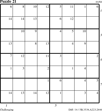 Step-by-Step Instructions for Puzzle 21 with all 14 steps marked