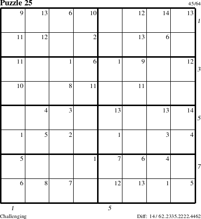 Step-by-Step Instructions for Puzzle 25 with all 14 steps marked