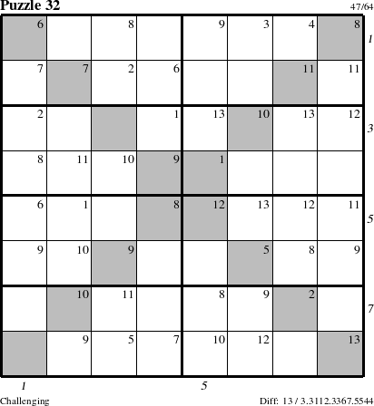 Step-by-Step Instructions for Puzzle 32 with all 13 steps marked