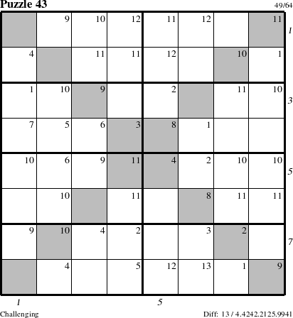 Step-by-Step Instructions for Puzzle 43 with all 13 steps marked