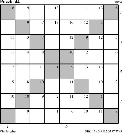 Step-by-Step Instructions for Puzzle 44 with all 13 steps marked