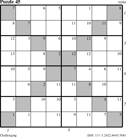 Step-by-Step Instructions for Puzzle 45 with all 13 steps marked