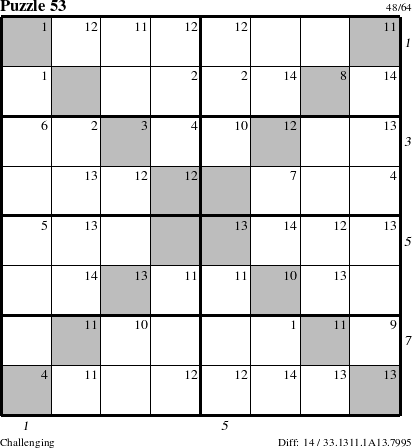 Step-by-Step Instructions for Puzzle 53 with all 14 steps marked