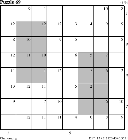 Step-by-Step Instructions for Puzzle 69 with all 13 steps marked