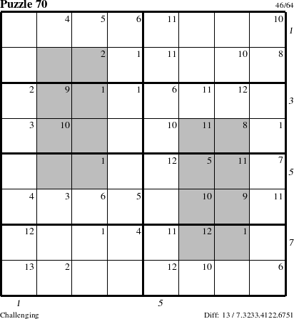 Step-by-Step Instructions for Puzzle 70 with all 13 steps marked