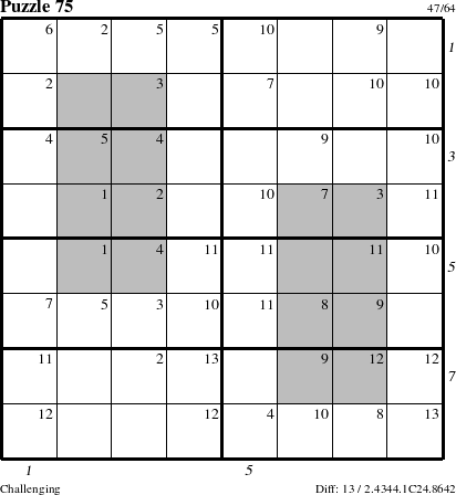 Step-by-Step Instructions for Puzzle 75 with all 13 steps marked