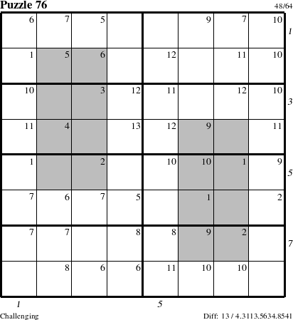 Step-by-Step Instructions for Puzzle 76 with all 13 steps marked